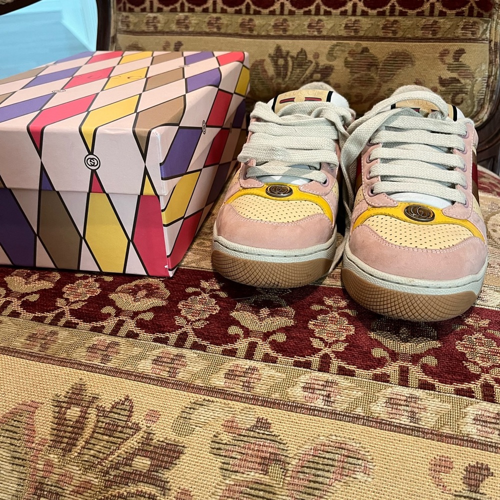 Gucci Lovelight Special Collection Pastel Pink, Yellow & Cream Low-Top Sneakers